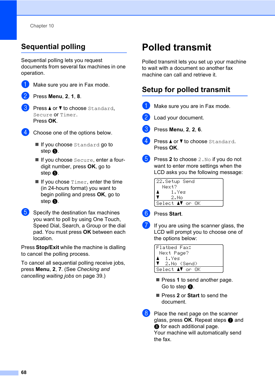 Sequential polling, Polled transmit, Setup for polled transmit | Konica Minolta bizhub 20 User Manual | Page 77 / 203