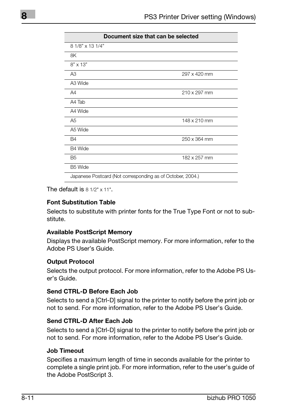 Ps3 printer driver setting (windows) | Konica Minolta BIZHUB PRO 1050 User Manual | Page 194 / 399