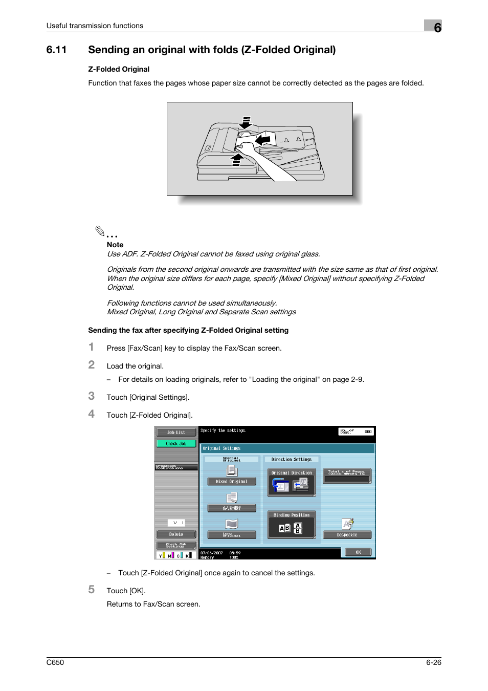 Z-folded original | Konica Minolta bizhub C650 User Manual | Page 129 / 295