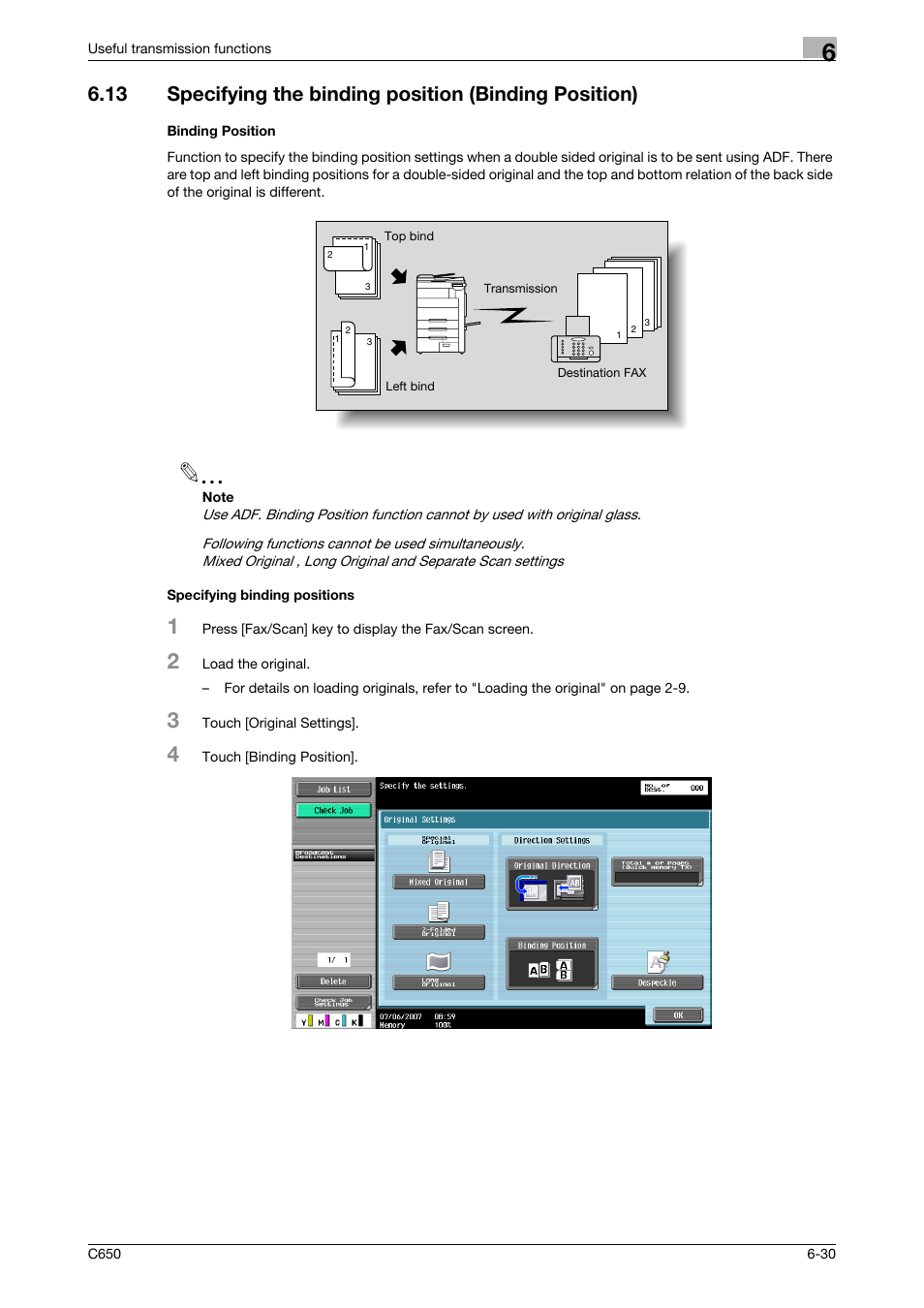 Binding position, Specifying binding positions | Konica Minolta bizhub C650 User Manual | Page 133 / 295