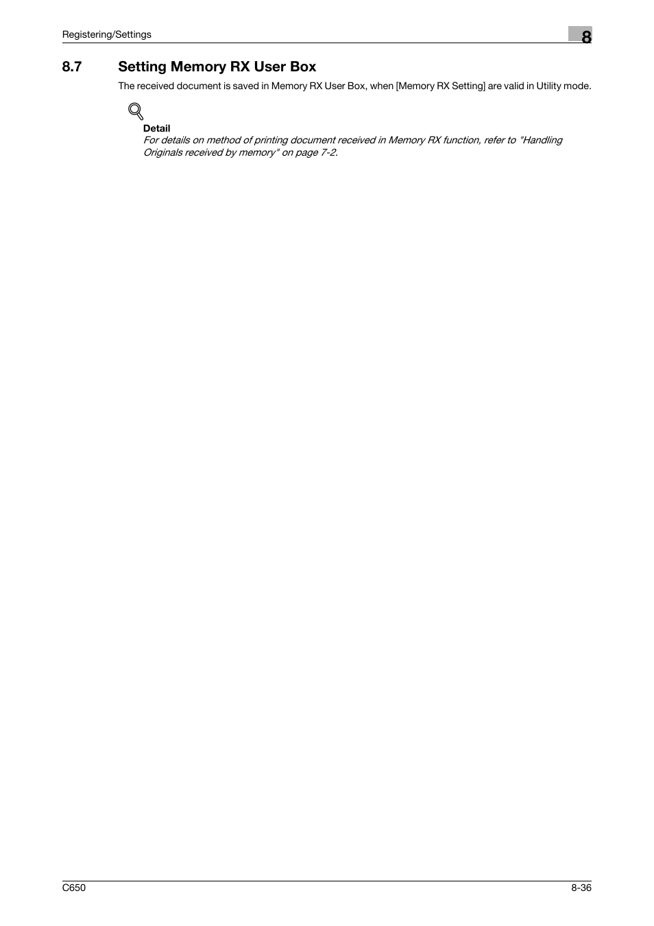 7 setting memory rx user box, Setting memory rx user box -36 | Konica Minolta bizhub C650 User Manual | Page 181 / 295