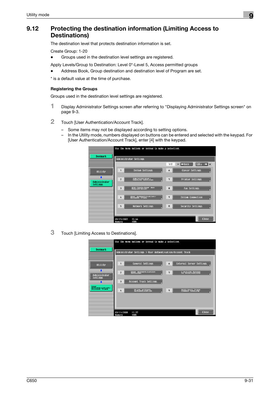 Registering the groups | Konica Minolta bizhub C650 User Manual | Page 212 / 295