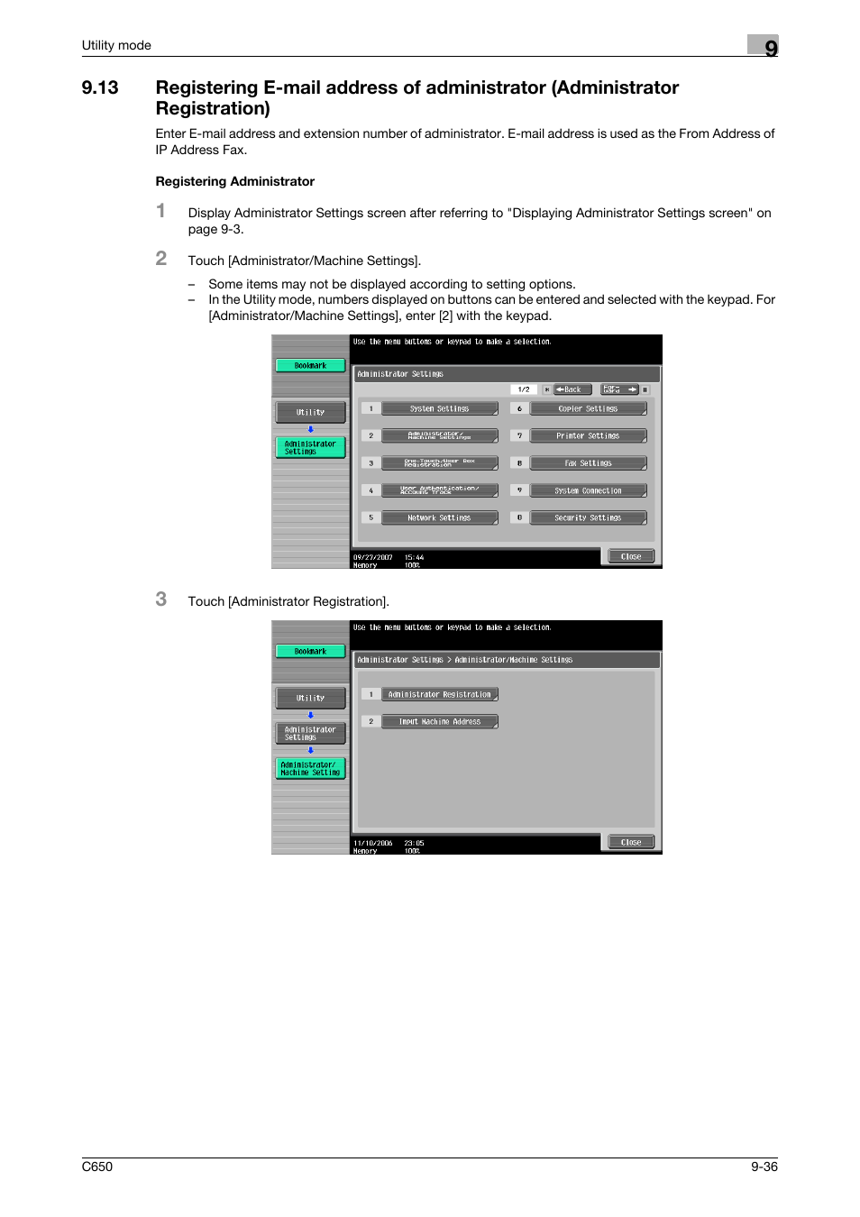 Registering administrator | Konica Minolta bizhub C650 User Manual | Page 217 / 295