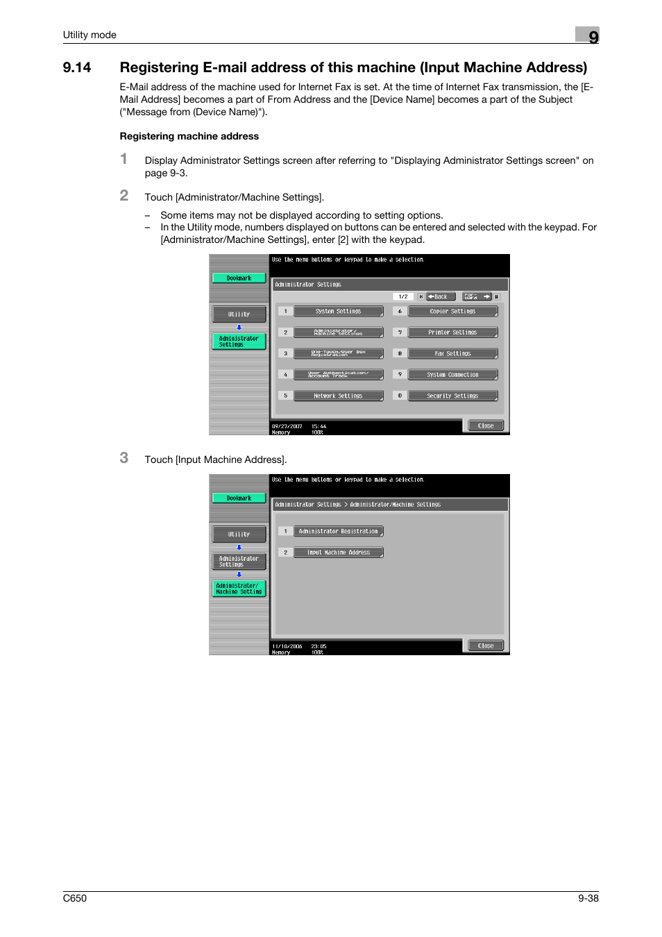Registering machine address | Konica Minolta bizhub C650 User Manual | Page 219 / 295