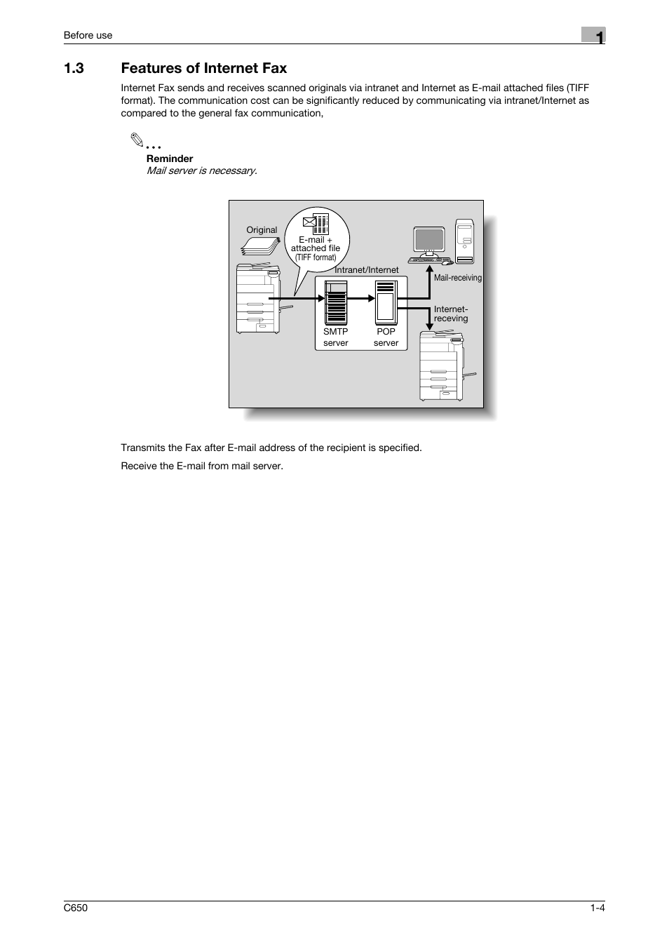 3 features of internet fax, Features of internet fax -4 | Konica Minolta bizhub C650 User Manual | Page 22 / 295