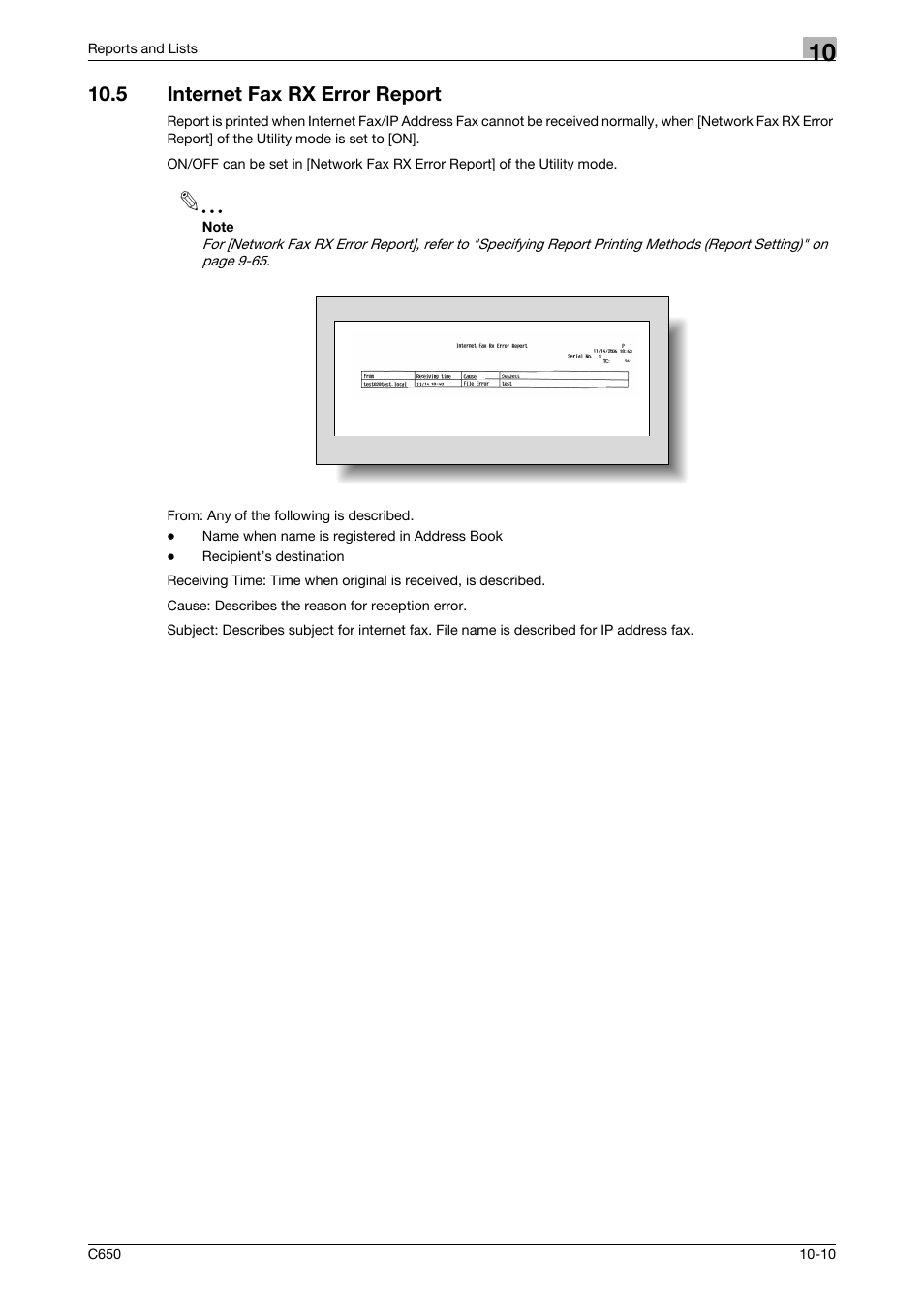 5 internet fax rx error report, Internet fax rx error report -10 | Konica Minolta bizhub C650 User Manual | Page 269 / 295