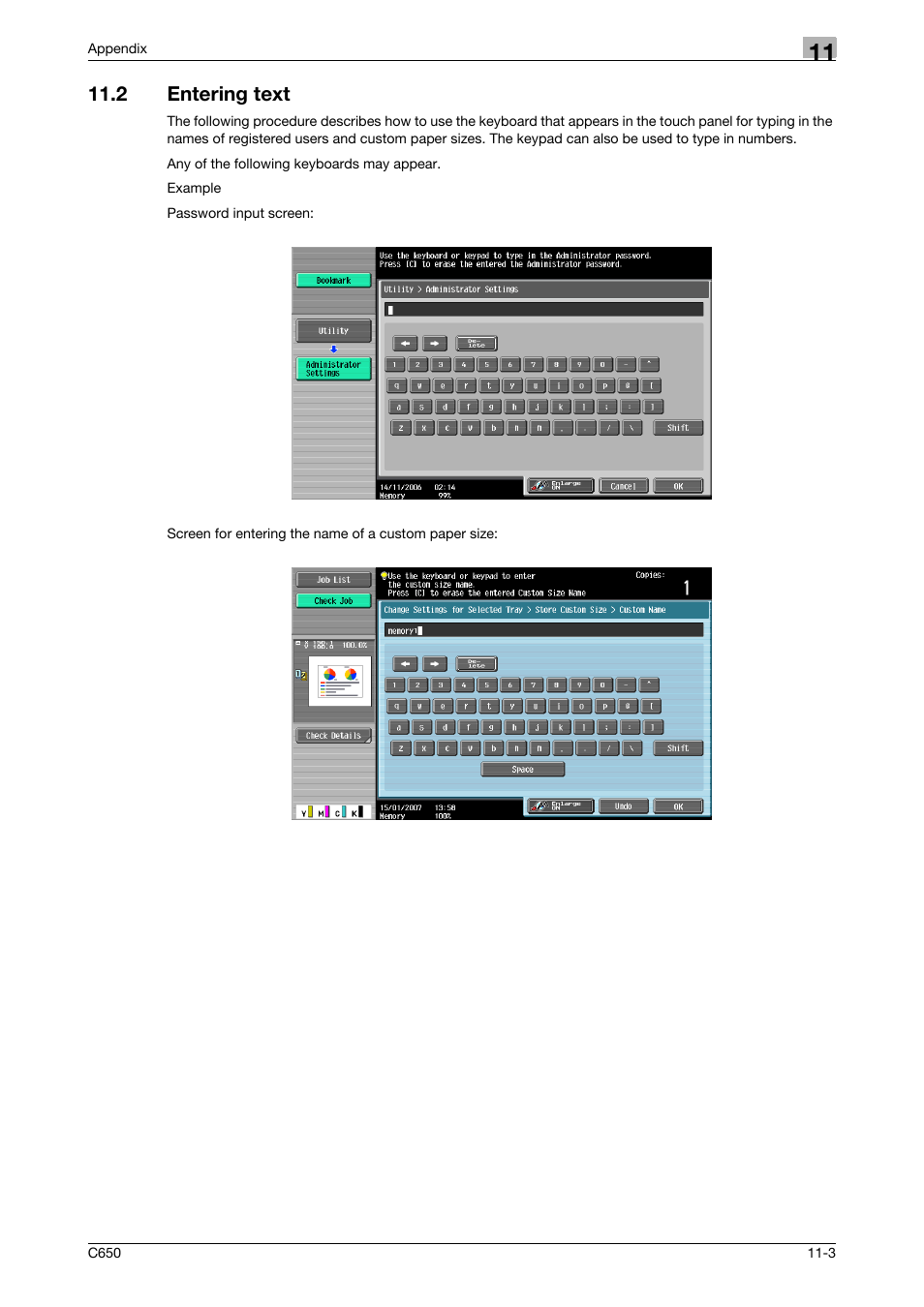 2 entering text, Entering text -3 | Konica Minolta bizhub C650 User Manual | Page 286 / 295