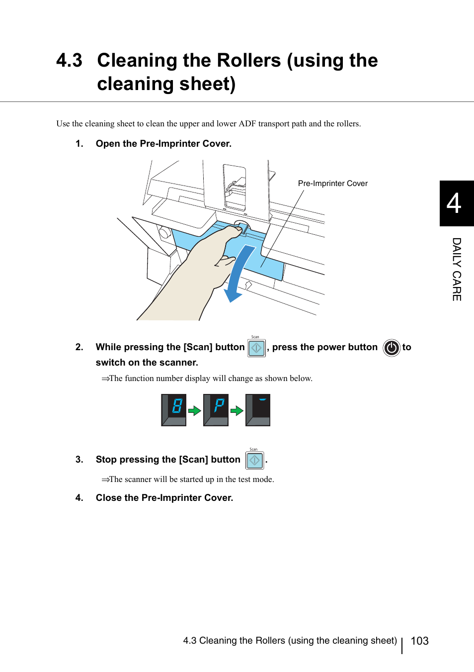 3 cleaning the rollers (using the cleaning sheet) | Konica Minolta Fujitsu Scanner User Manual | Page 123 / 230