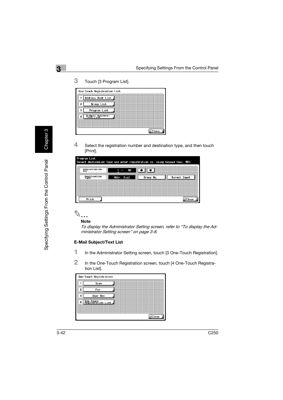E-mail subject/text list, E-mail subject/text list -42 | Konica Minolta bizhub C250 User Manual | Page 153 / 396