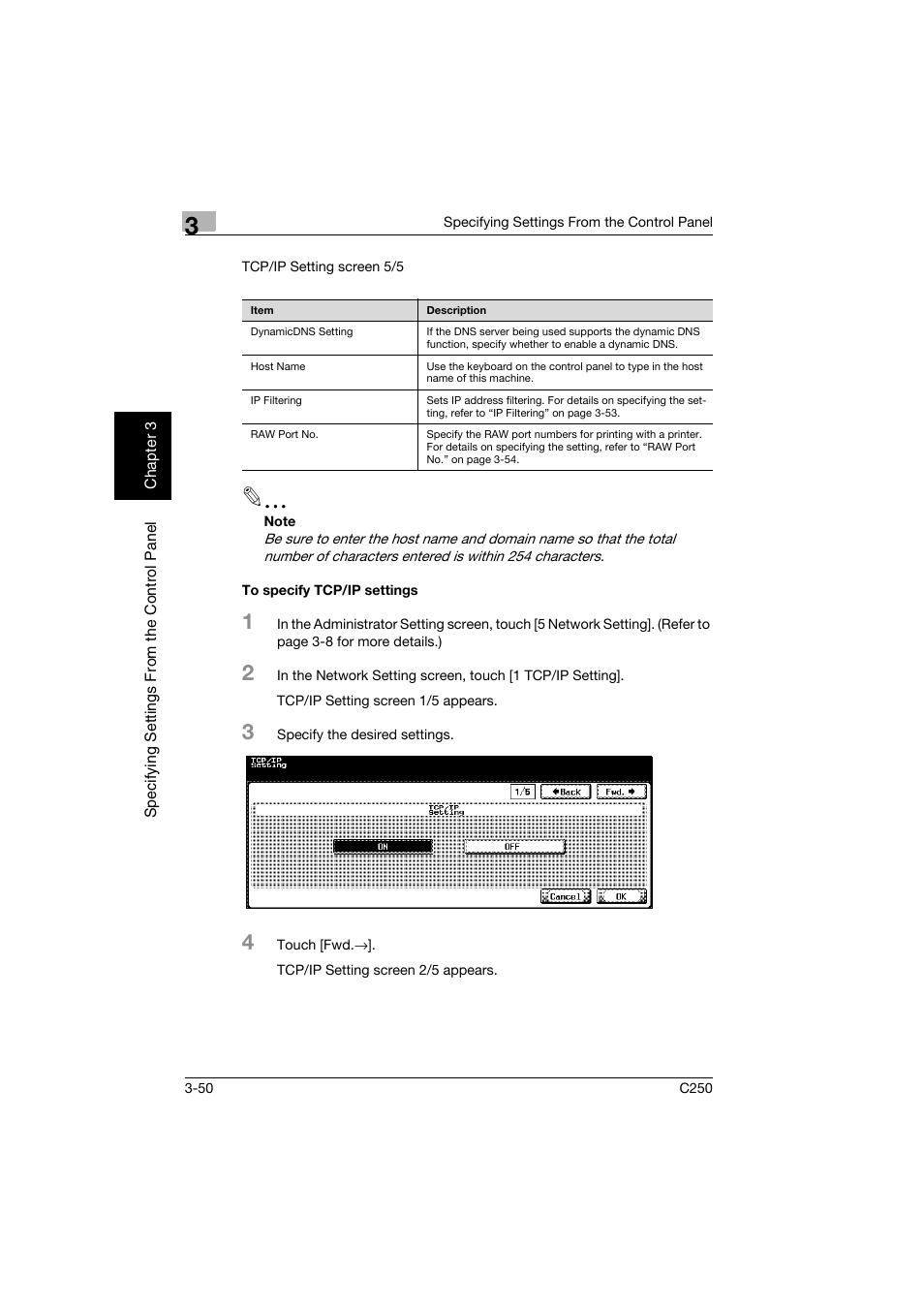 To specify tcp/ip settings, To specify tcp/ip settings -50 | Konica Minolta bizhub C250 User Manual | Page 161 / 396