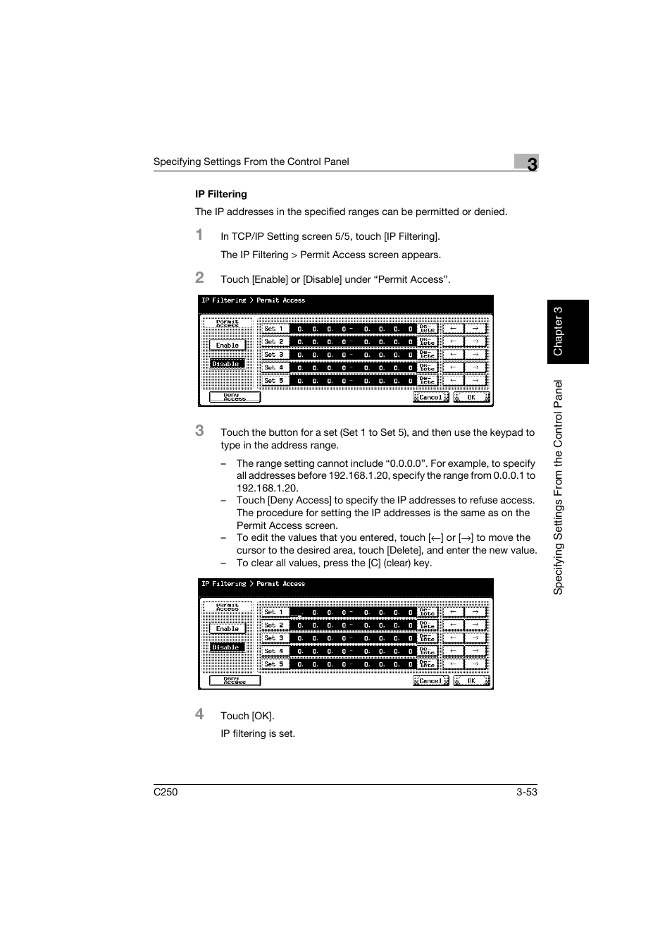 Ip filtering, Ip filtering -53 | Konica Minolta bizhub C250 User Manual | Page 164 / 396