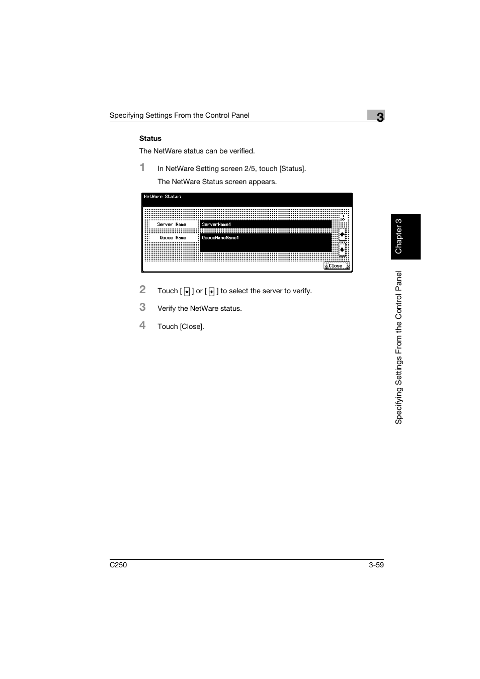Status, Status -59 | Konica Minolta bizhub C250 User Manual | Page 170 / 396