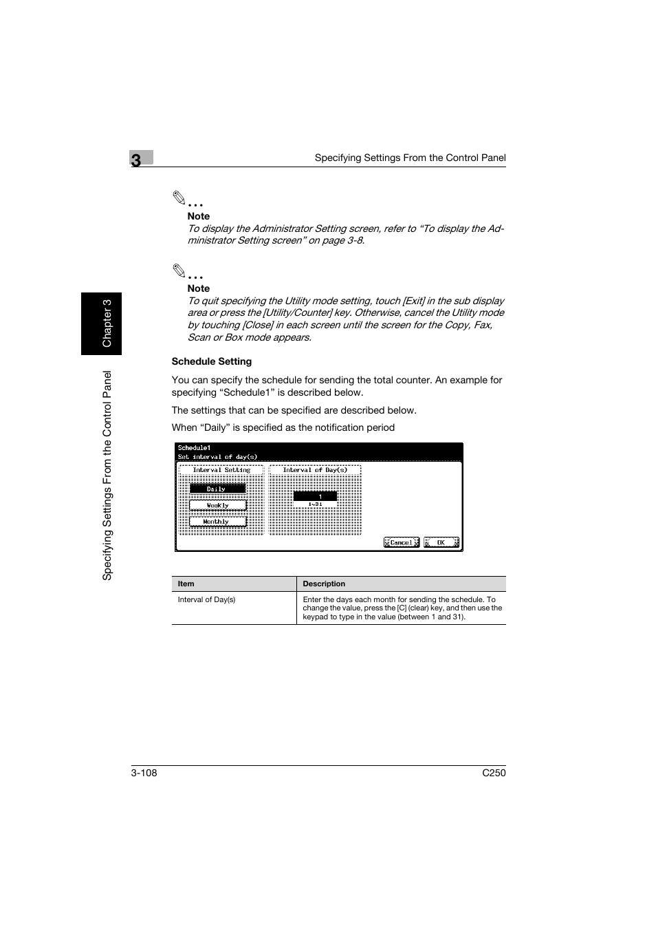Schedule setting, Schedule setting -108 | Konica Minolta bizhub C250 User Manual | Page 219 / 396