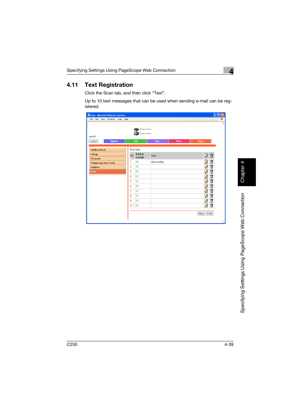 11 text registration, Text registration -39 | Konica Minolta bizhub C250 User Manual | Page 298 / 396