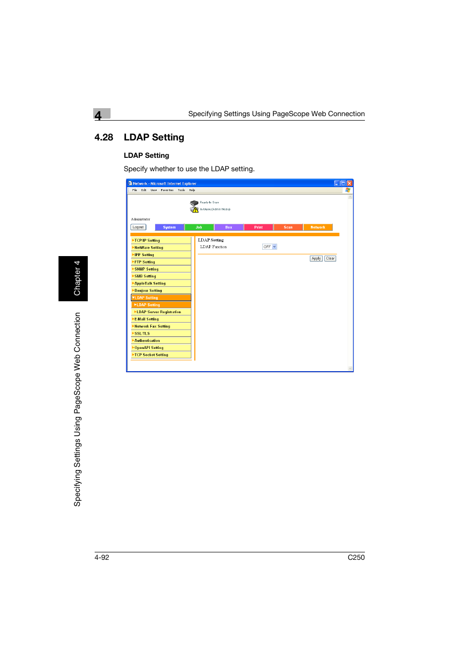 28 ldap setting, Ldap setting, Ldap setting -92 | Konica Minolta bizhub C250 User Manual | Page 351 / 396