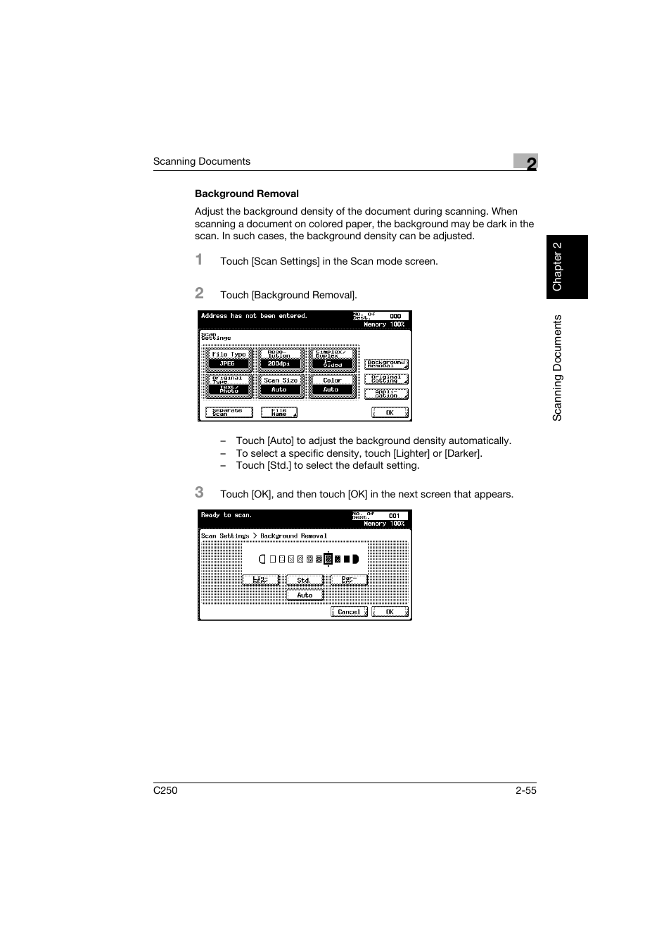 Background removal, Background removal -55 | Konica Minolta bizhub C250 User Manual | Page 88 / 396