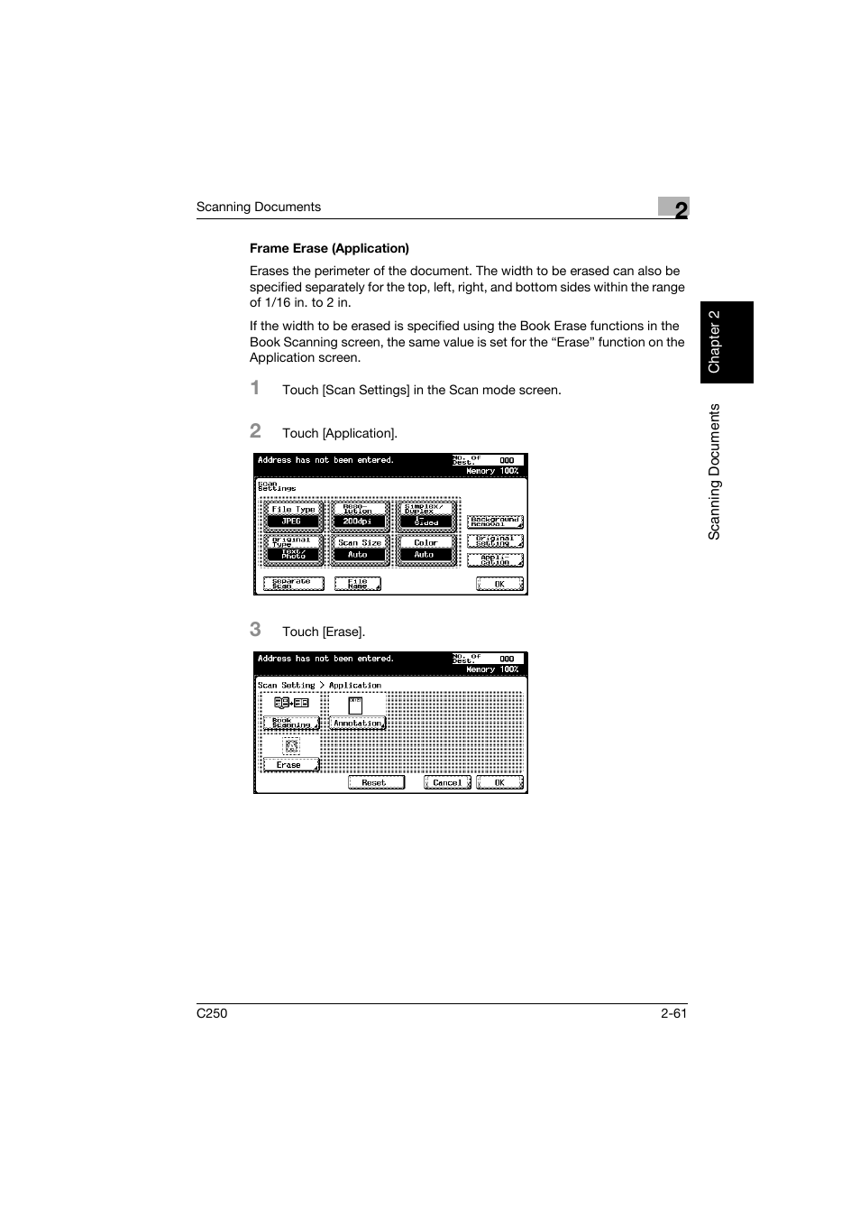 Frame erase (application), Frame erase (application) -61 | Konica Minolta bizhub C250 User Manual | Page 94 / 396