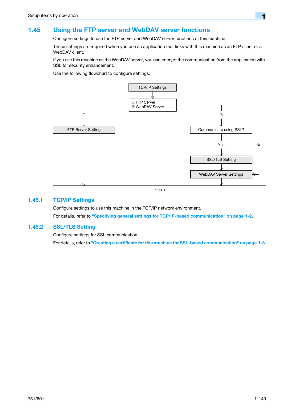 1 tcp/ip settings, 2 ssl/tls setting, Tcp/ip settings -140 | Ssl/tls setting -140 | Konica Minolta bizhub 601 User Manual | Page 153 / 233
