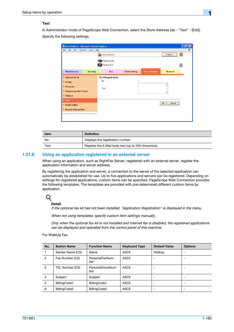 Text, Text -185 | Konica Minolta bizhub 601 User Manual | Page 198 / 233