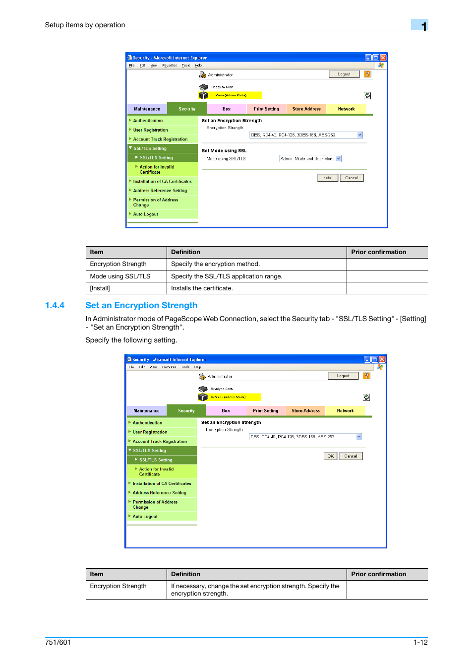 4 set an encryption strength, Set an encryption strength -12, Set an encryption strength | Konica Minolta bizhub 601 User Manual | Page 25 / 233