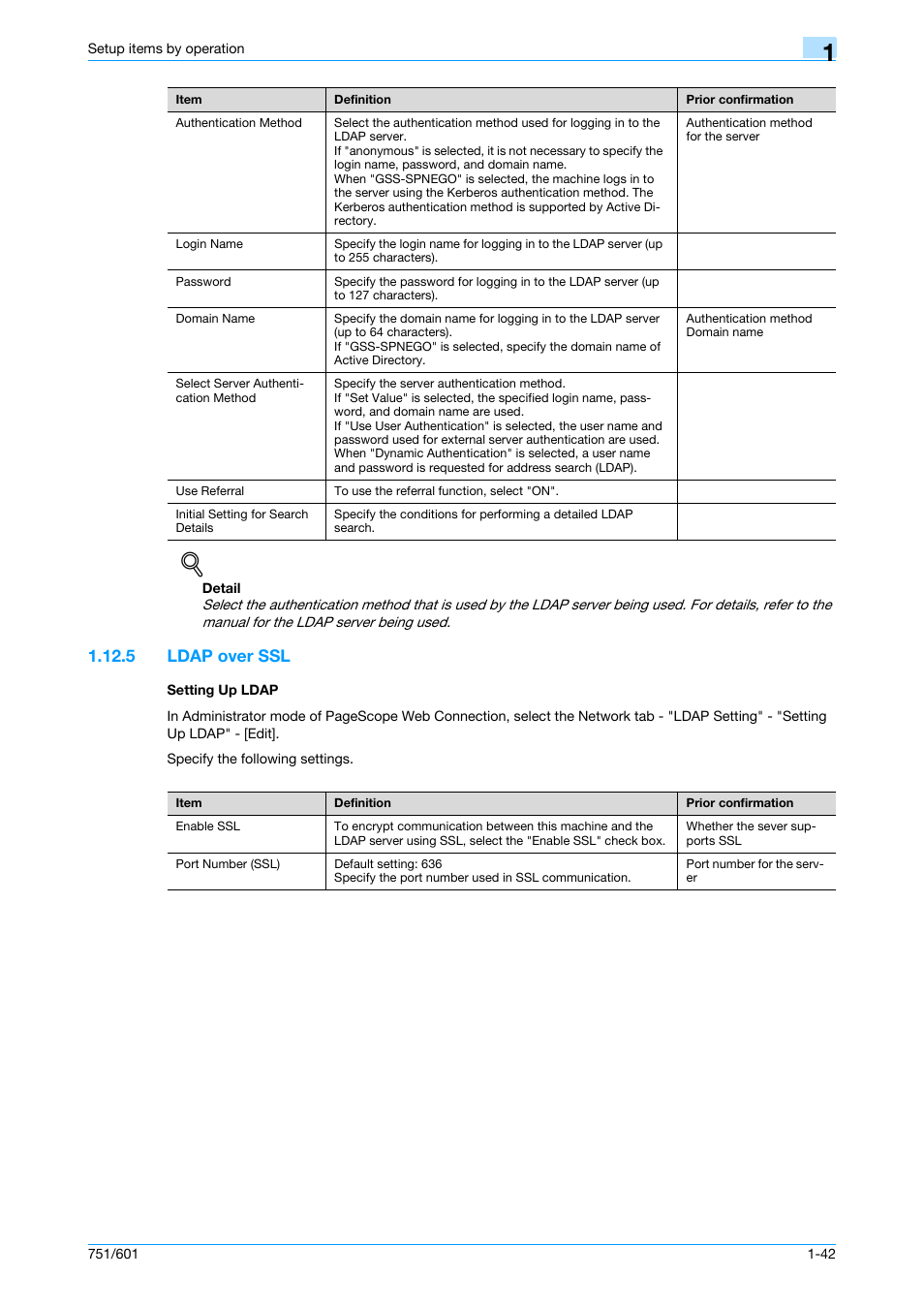 5 ldap over ssl, Setting up ldap, Ldap over ssl -42 setting up ldap -42 | Ldap over ssl | Konica Minolta bizhub 601 User Manual | Page 55 / 233