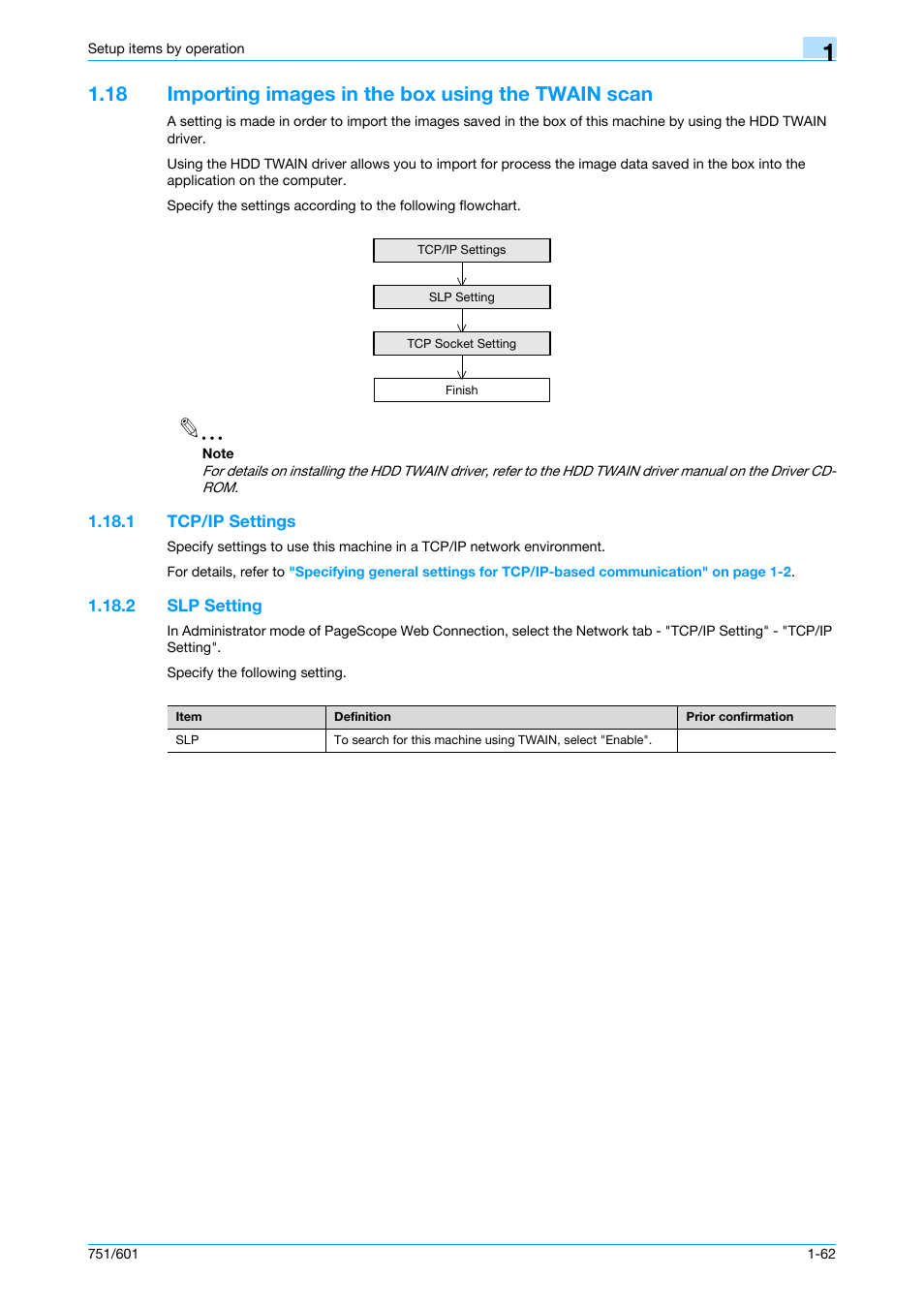 1 tcp/ip settings, 2 slp setting, Tcp/ip settings -62 | Slp setting -62 | Konica Minolta bizhub 601 User Manual | Page 75 / 233