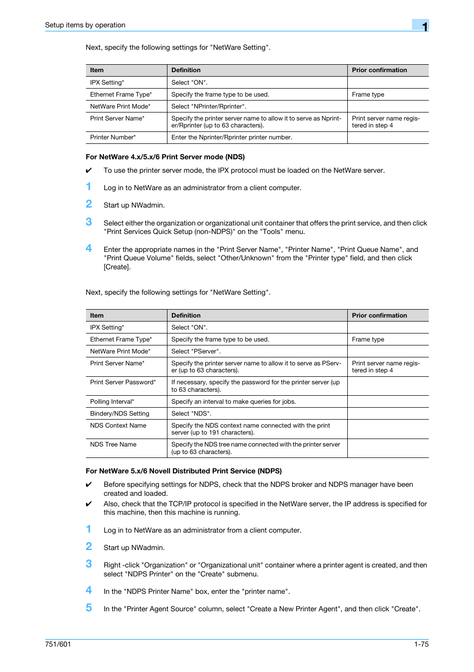 For netware 4.x/5.x/6 print server mode (nds) | Konica Minolta bizhub 601 User Manual | Page 88 / 233