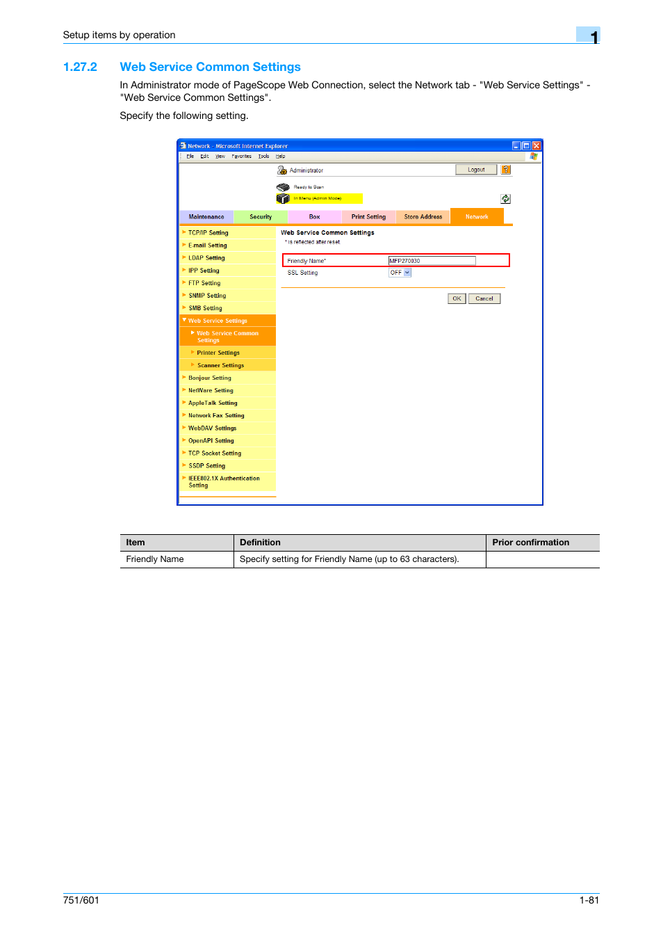 2 web service common settings, Web service common settings -81, Web service common settings | Konica Minolta bizhub 601 User Manual | Page 94 / 233