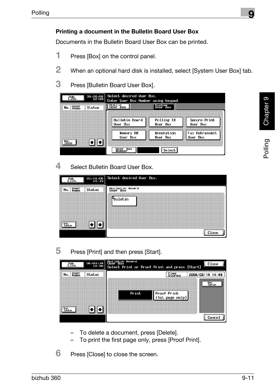Printing a document in the bulletin board user box | Konica Minolta FK-502 User Manual | Page 210 / 458