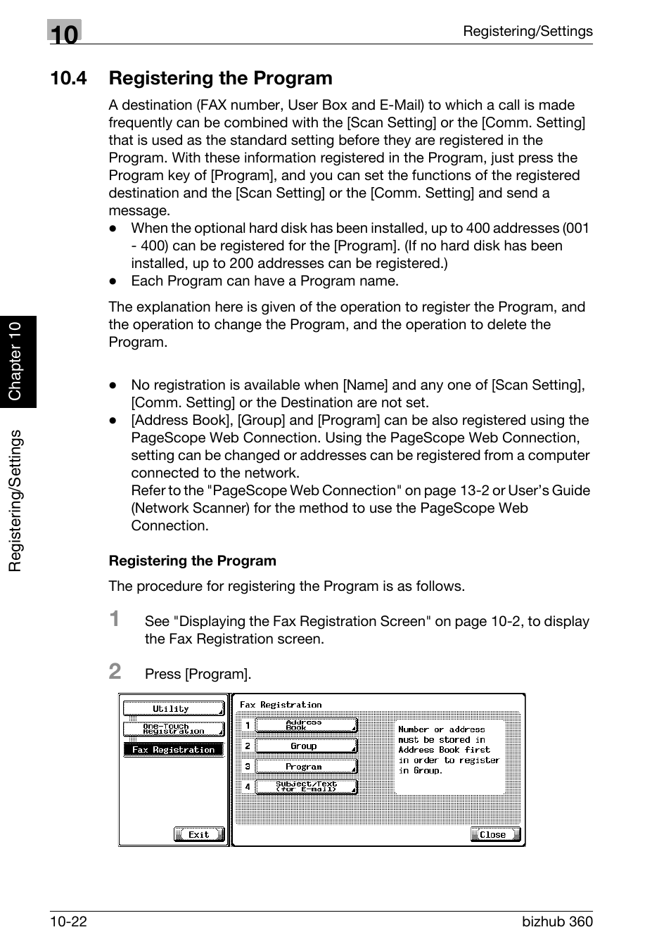 4 registering the program, Registering the program, Registering the program -22 | Konica Minolta FK-502 User Manual | Page 233 / 458