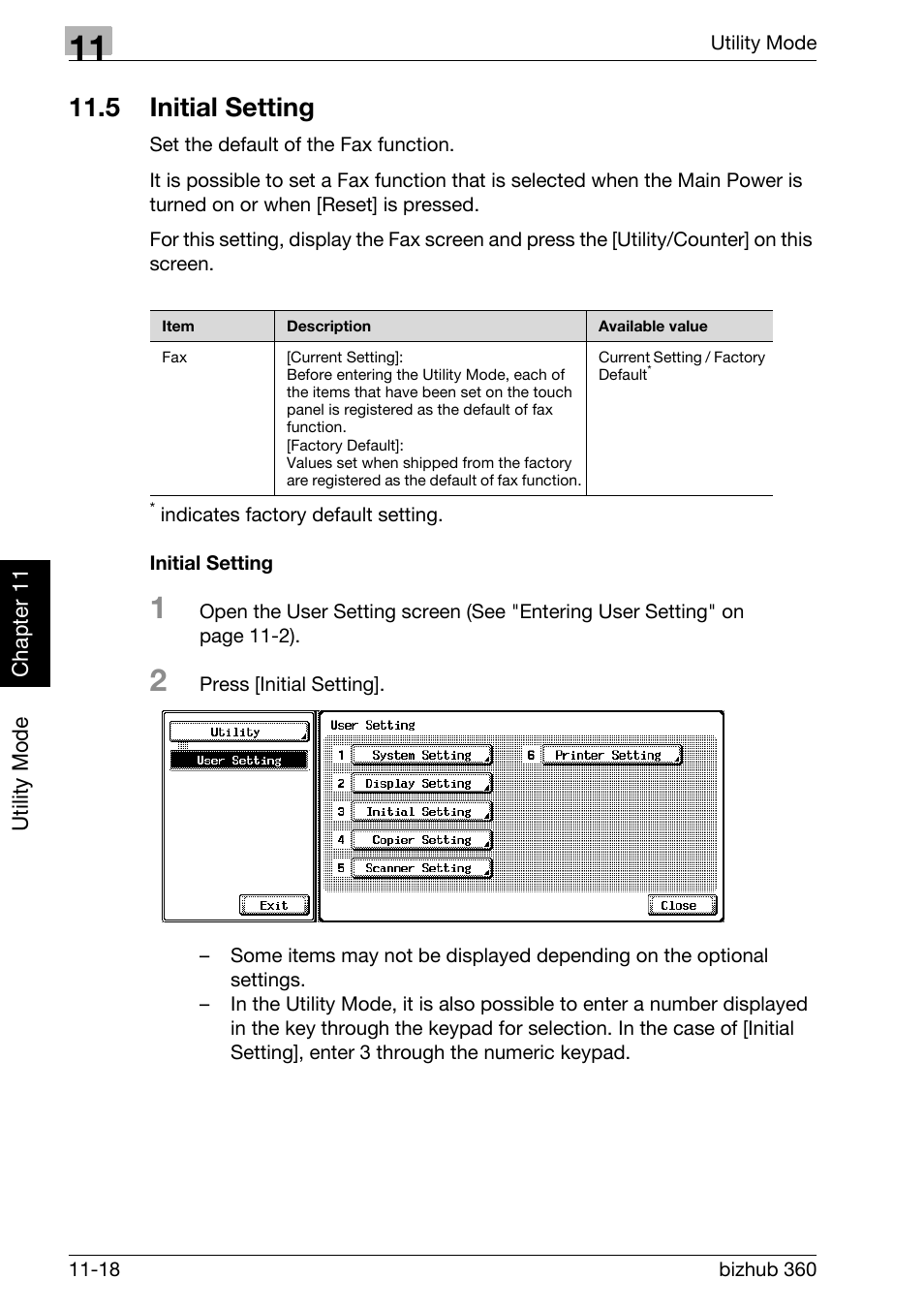 5 initial setting, Initial setting, Initial setting -18 | Konica Minolta FK-502 User Manual | Page 285 / 458