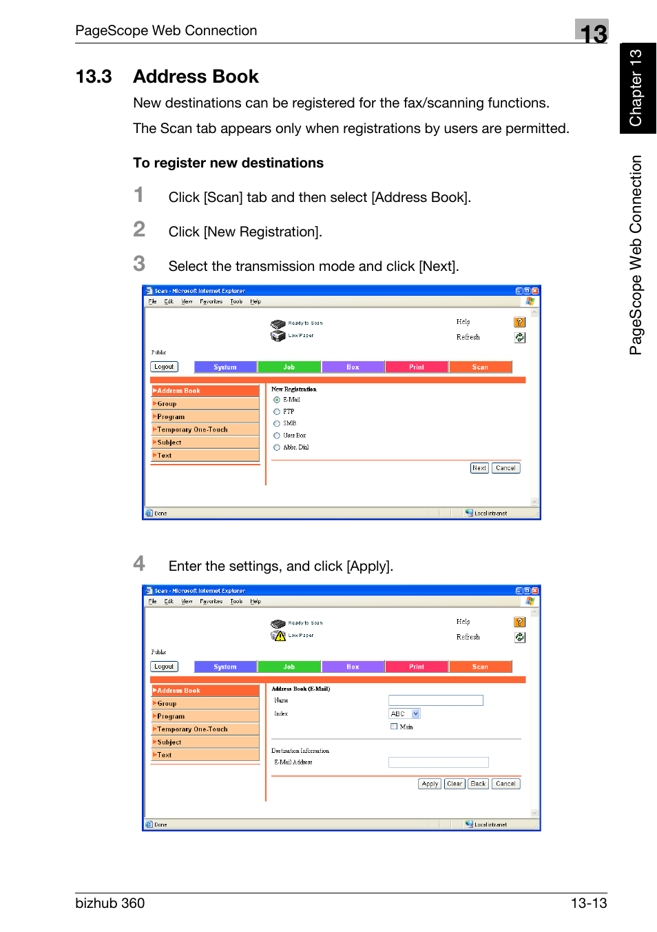 3 address book, To register new destinations, Address book -13 | Konica Minolta FK-502 User Manual | Page 410 / 458