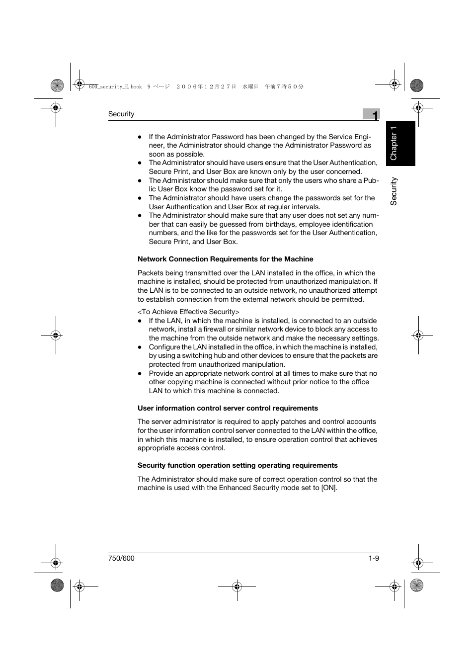 Network connection requirements for the machine | Konica Minolta bizhub 750 User Manual | Page 16 / 202