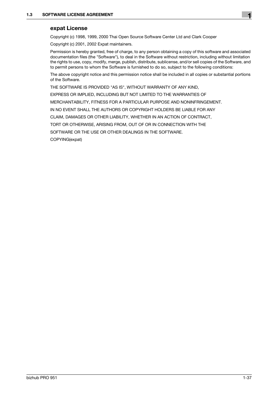 Expat license | Konica Minolta bizhub PRO 951 User Manual | Page 38 / 90