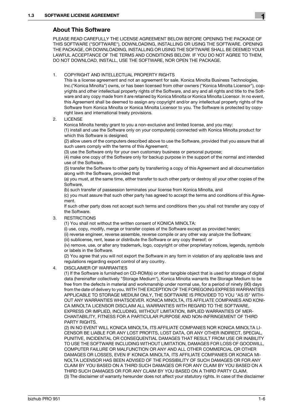About this software | Konica Minolta bizhub PRO 951 User Manual | Page 7 / 90