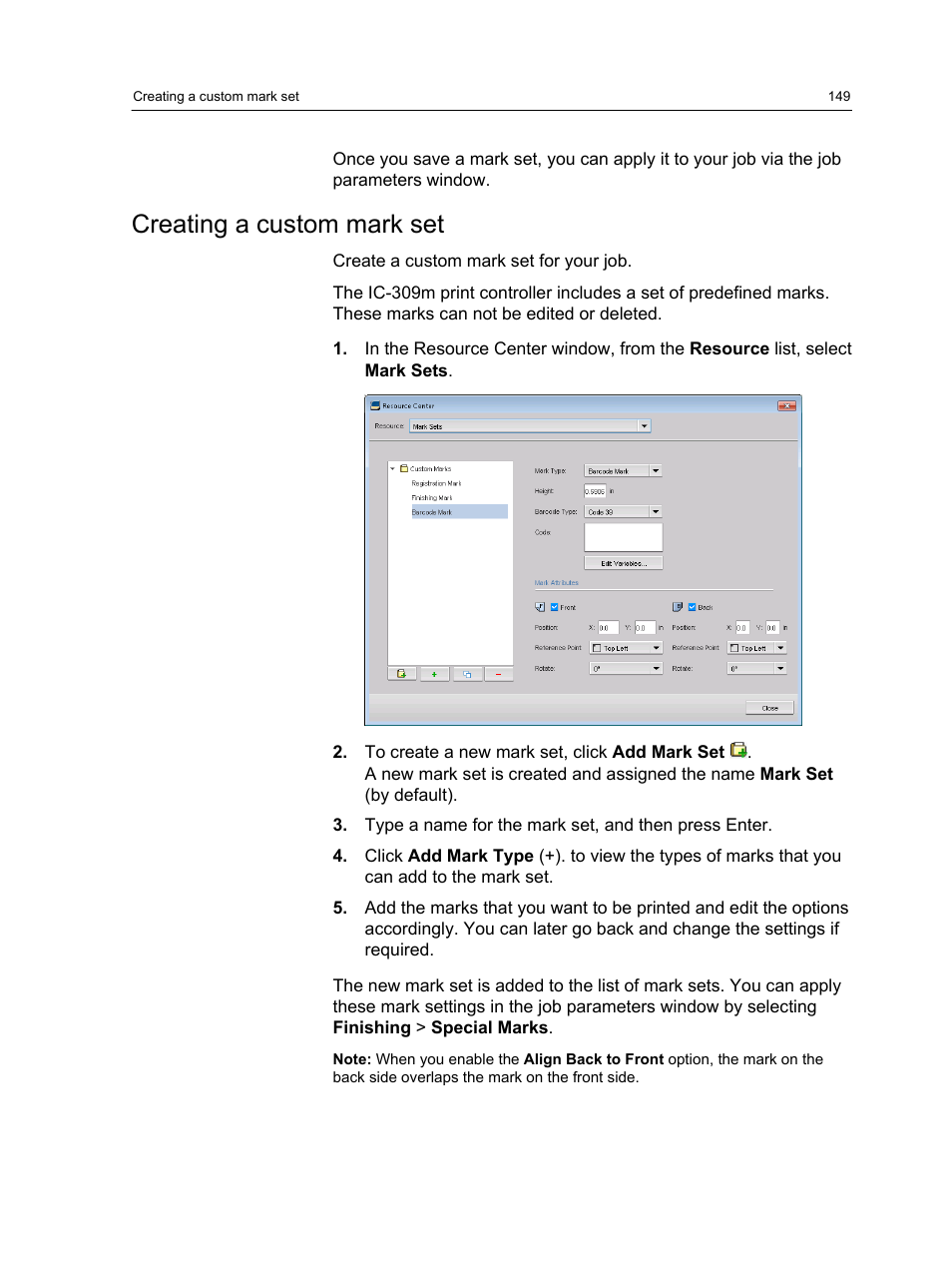 Creating a custom mark set | Konica Minolta bizhub PRESS 1250 User Manual | Page 157 / 200