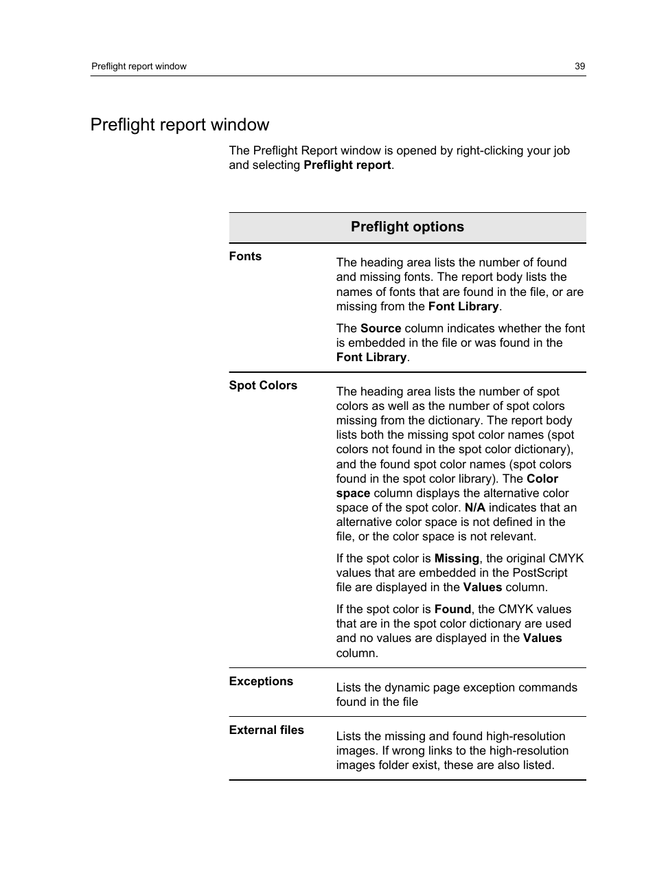 Preflight report window | Konica Minolta bizhub PRESS 1250 User Manual | Page 47 / 200