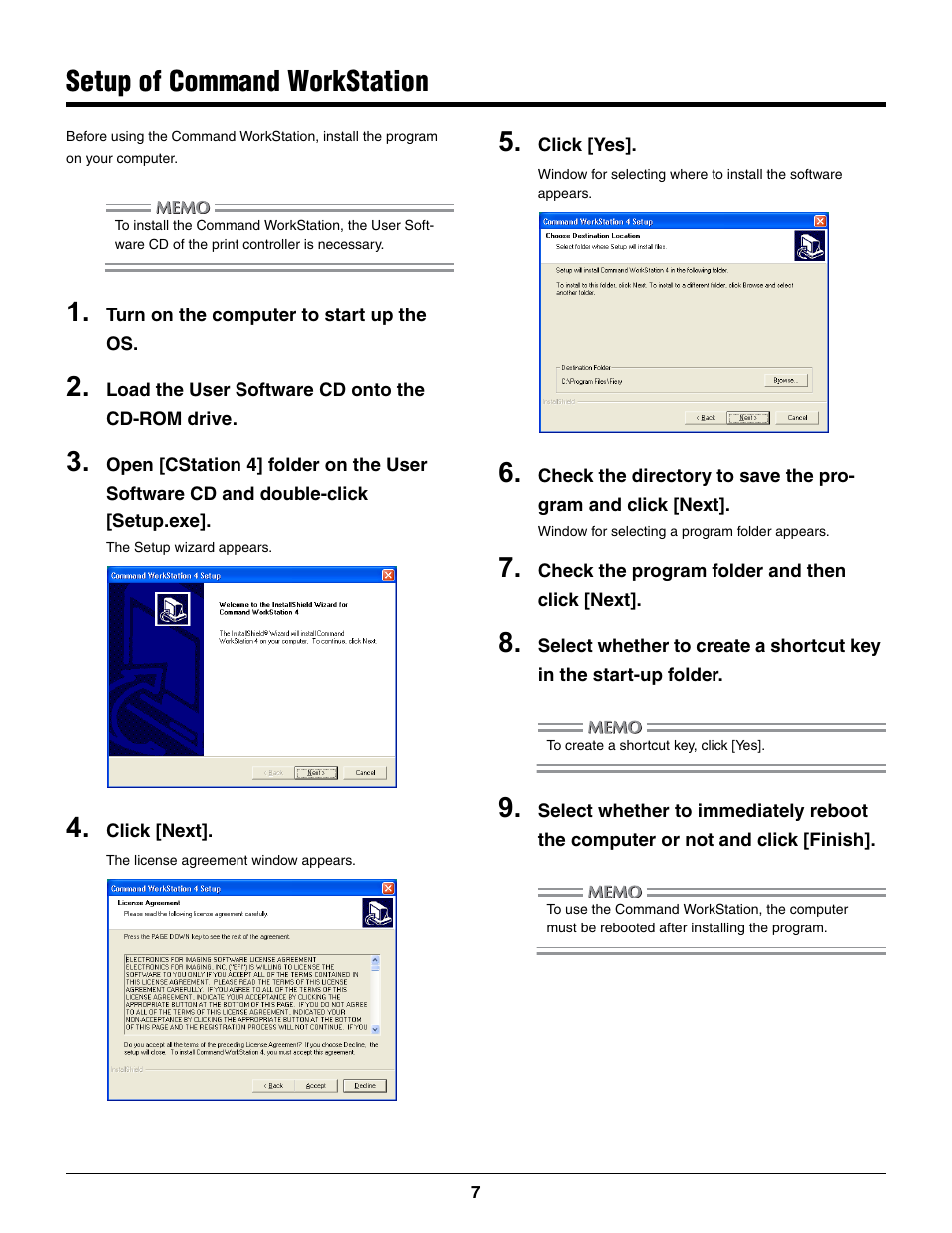 Setup of command workstation | Konica Minolta bizhub PRO C500 User Manual | Page 7 / 22