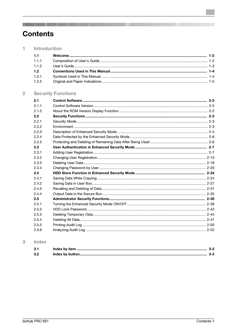 Konica Minolta bizhub PRO 951 User Manual | Page 3 / 76