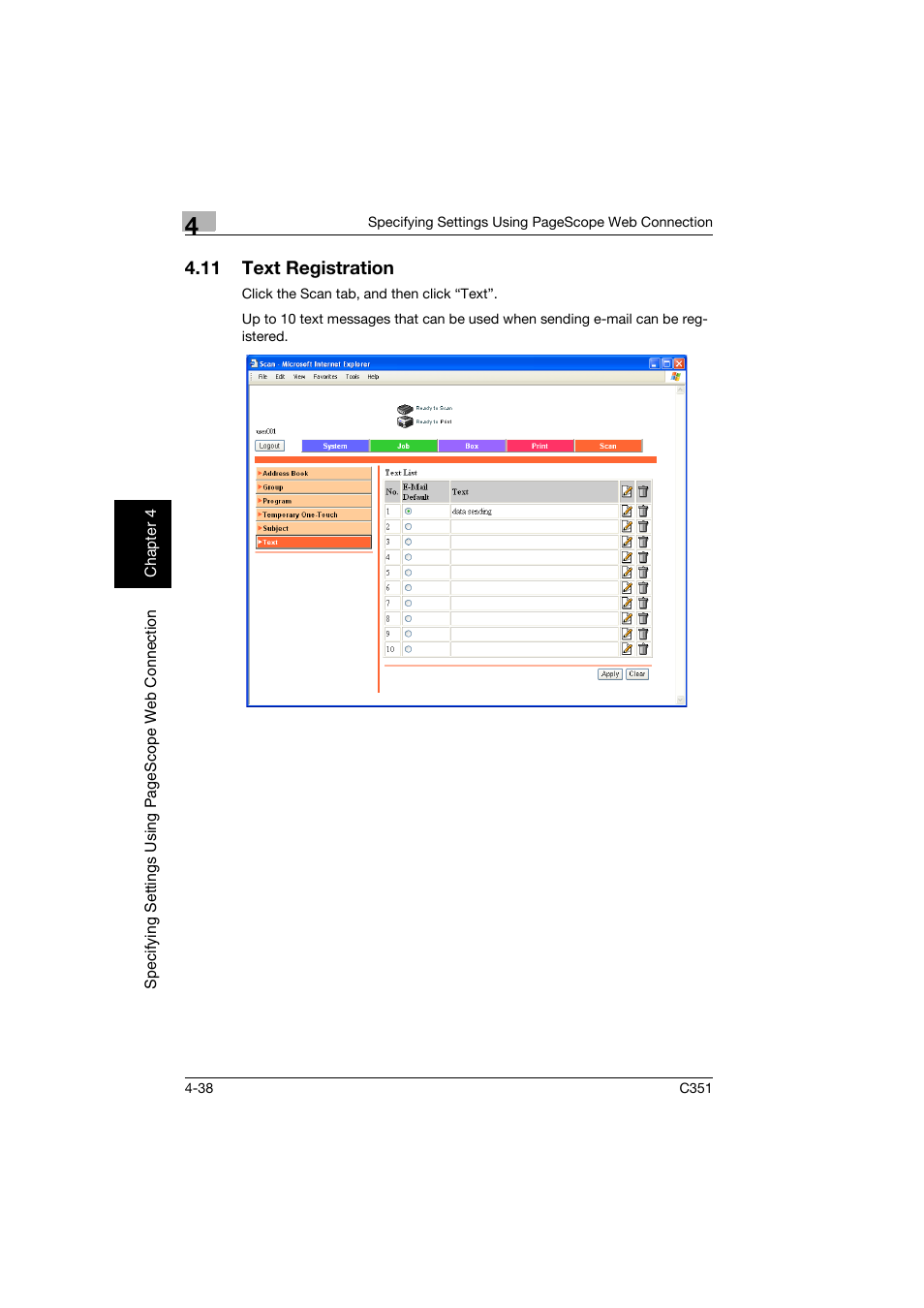 11 text registration, Text registration -38 | Konica Minolta BIZHUB C351 User Manual | Page 297 / 396