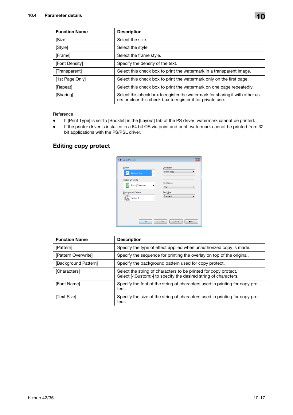 Editing copy protect, Editing copy protect -17 | Konica Minolta bizhub 36 User Manual | Page 104 / 198