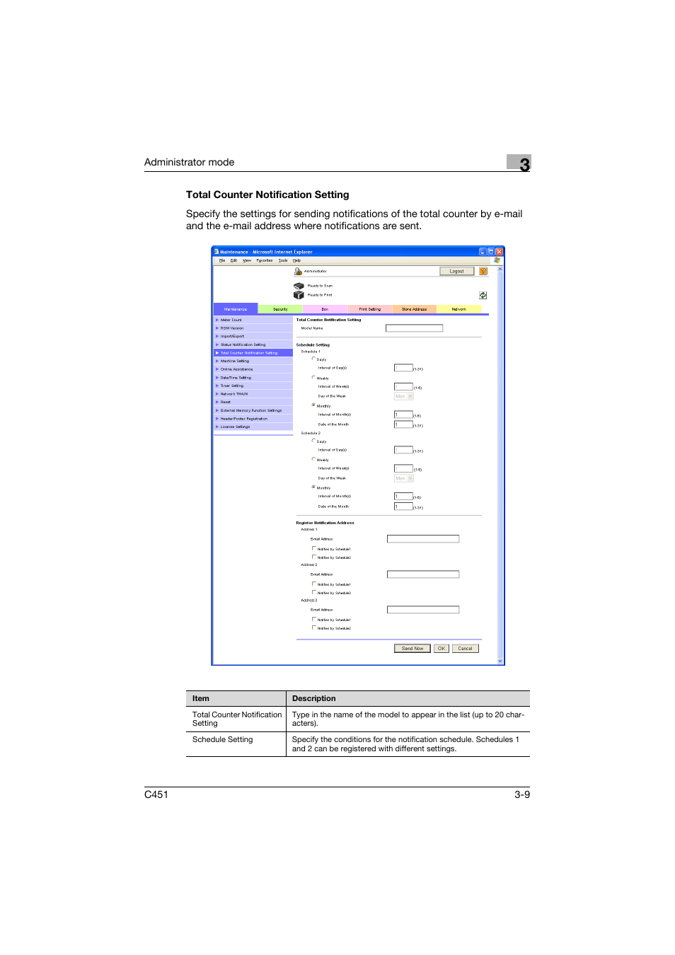 Total counter notification setting, Total counter notification setting -9 | Konica Minolta bizhub C451 User Manual | Page 118 / 246