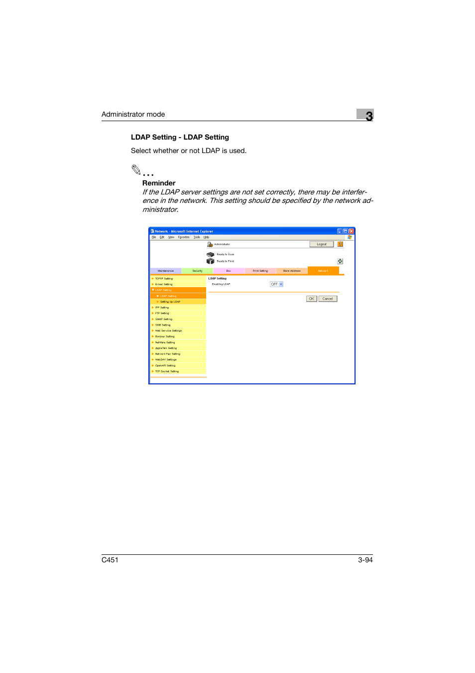Ldap setting - ldap setting, Ldap setting - ldap setting -94 | Konica Minolta bizhub C451 User Manual | Page 203 / 246