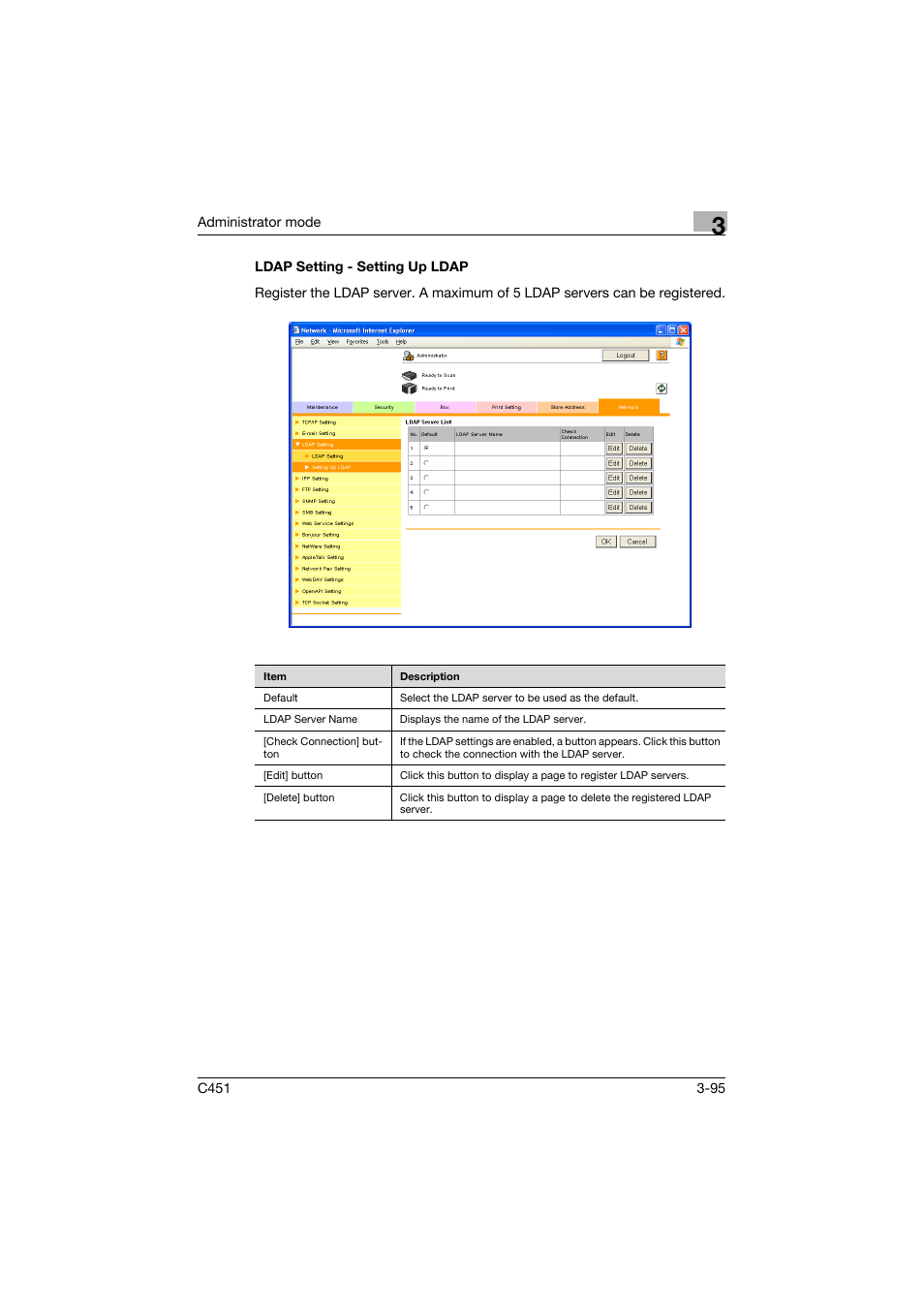 Ldap setting - setting up ldap, Ldap setting - setting up ldap -95 | Konica Minolta bizhub C451 User Manual | Page 204 / 246