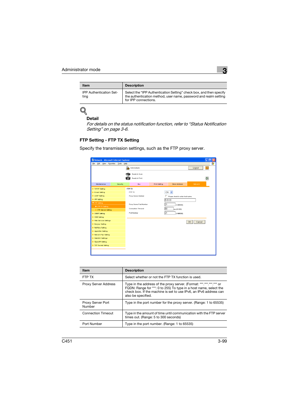 Ftp setting - ftp tx setting, Ftp setting - ftp tx setting -99 | Konica Minolta bizhub C451 User Manual | Page 208 / 246
