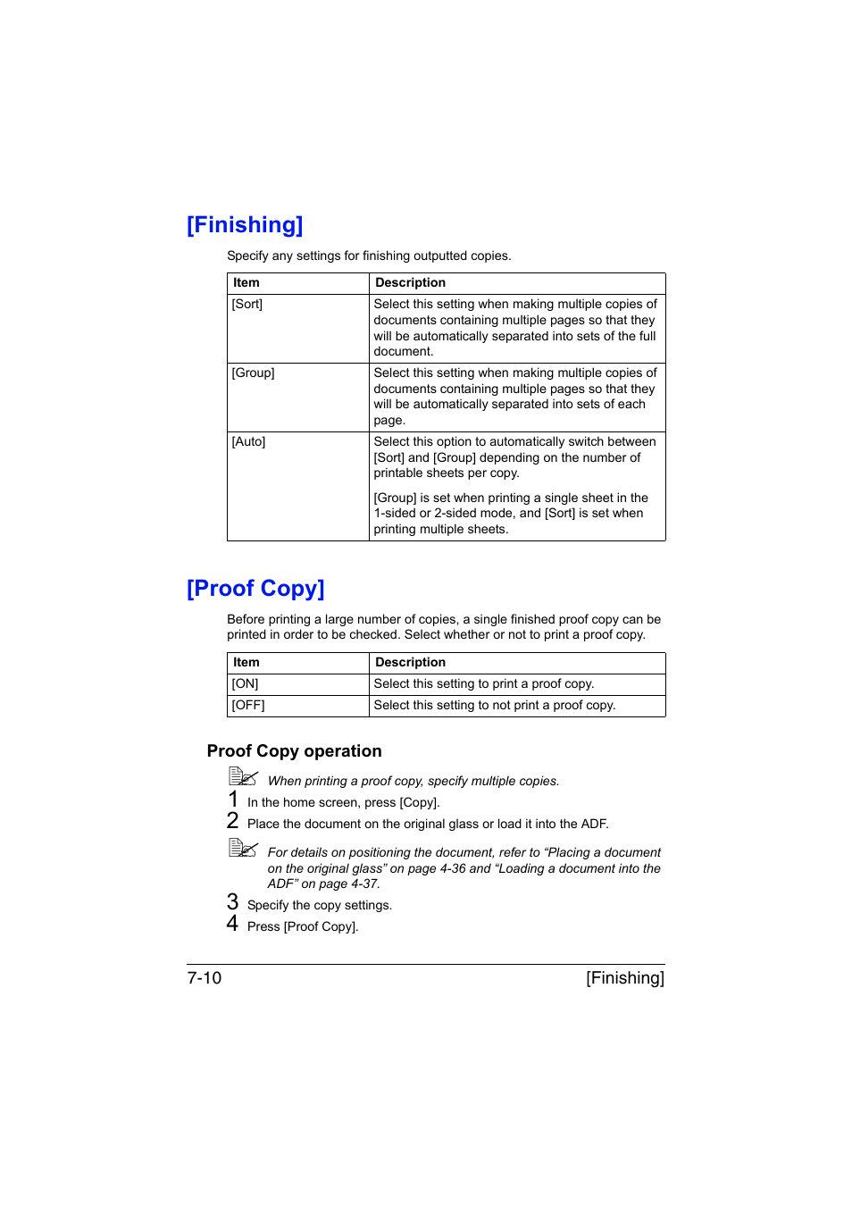 Finishing, Proof copy, Proof copy operation | Finishing] -10 [proof copy] -10, Proof copy operation -10 | Konica Minolta bizhub C35 User Manual | Page 191 / 394