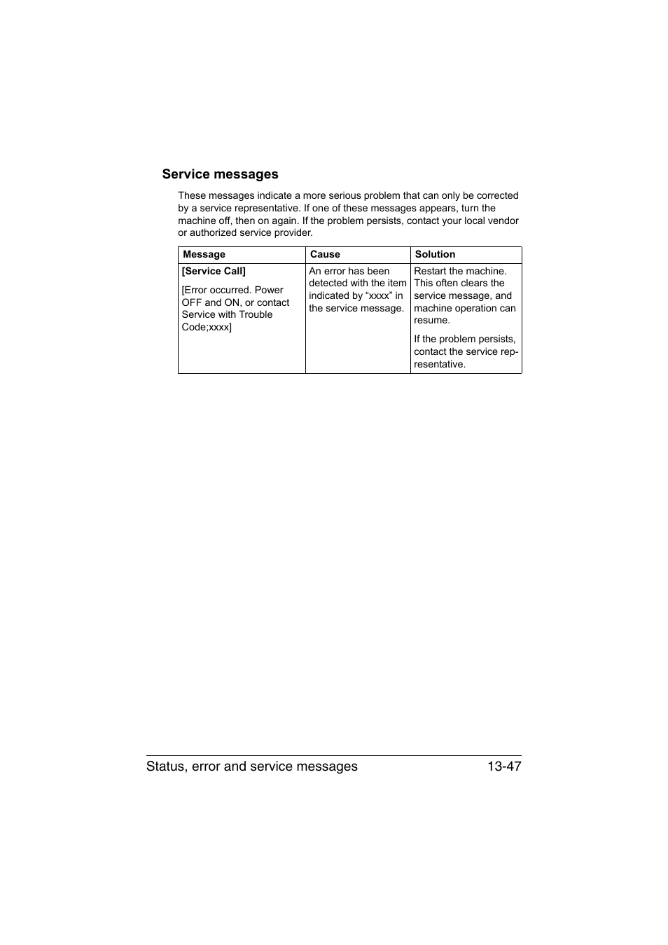 Service messages, Service messages -47 | Konica Minolta bizhub C35 User Manual | Page 352 / 394