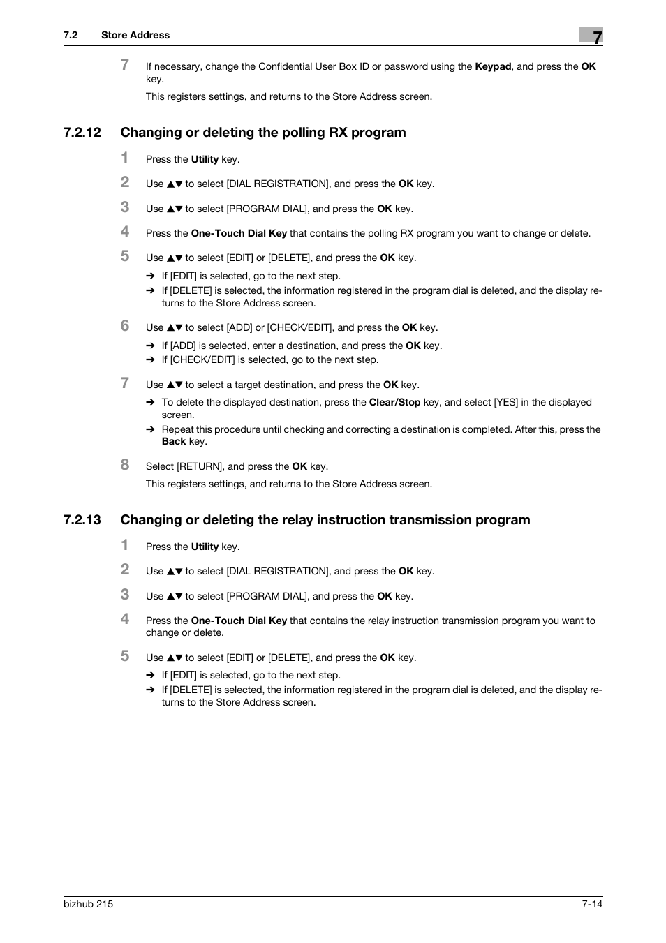 12 changing or deleting the polling rx program, Changing or deleting the polling rx program -14 | Konica Minolta Bizhub 215 User Manual | Page 113 / 166
