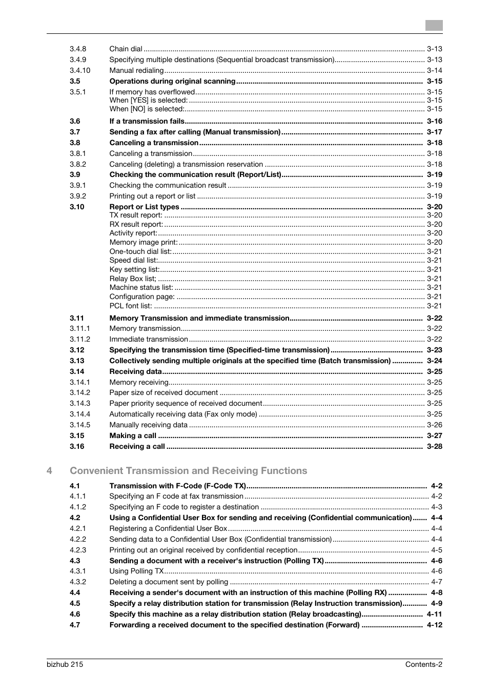 4convenient transmission and receiving functions | Konica Minolta Bizhub 215 User Manual | Page 3 / 166