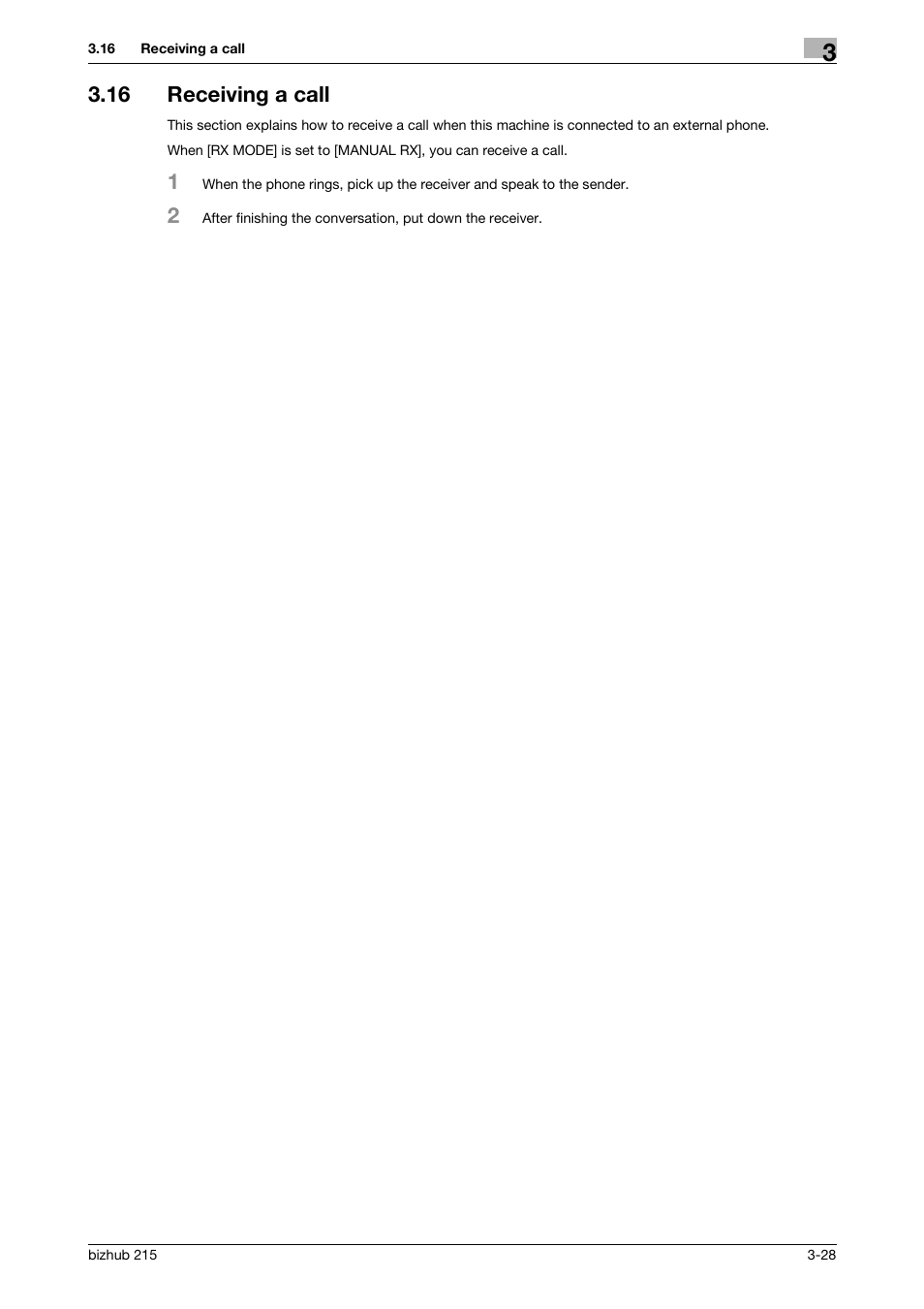 16 receiving a call, Receiving a call -28 | Konica Minolta Bizhub 215 User Manual | Page 54 / 166